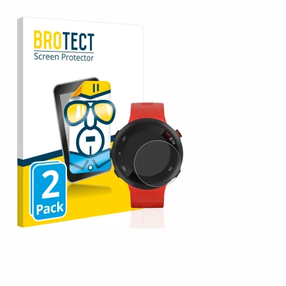 Face avant d’un emballage produit avec le logo de la marque BROTECT. À côté, l’appareil Garmin Forerunner 45 est représenté av