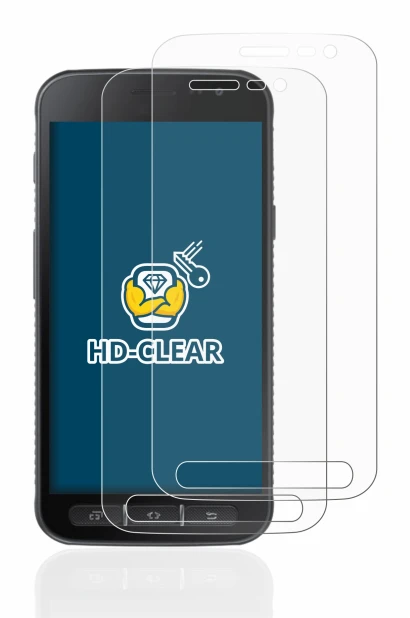 Image de l'appareil Samsung Galaxy XCover 4s avec une grande variété de protections d'écran.