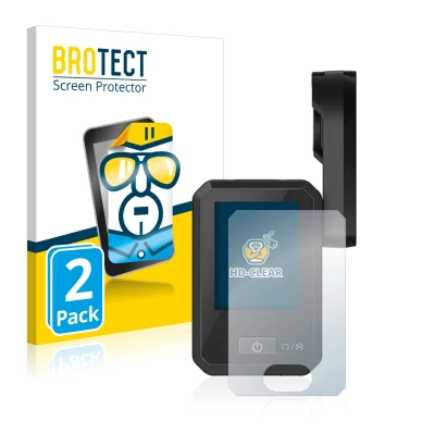 Face avant d’un emballage produit avec le logo de la marque BROTECT. À côté, l’appareil Flyer Display D0 est représenté avec l