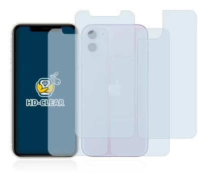 Image de l'appareil Apple iPhone 11 (Avant+Arrière) avec une grande variété de protections d'écran.