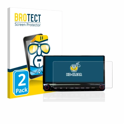 Face avant d’un emballage produit avec le logo de la marque BROTECT. À côté, l’appareil Kia XCeed 2019 Infotainment System 10.