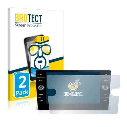 Face avant d’un emballage produit avec le logo de la marque BROTECT. À côté, l’appareil Volkswagen Arteon 2017-2019 Discover M