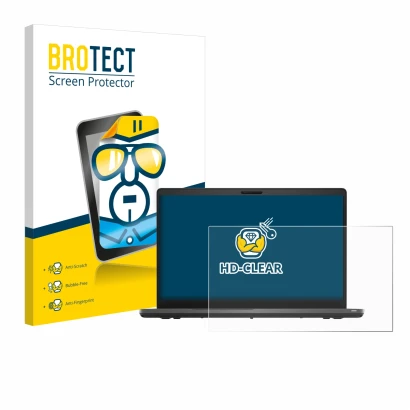 Face avant d’un emballage produit avec le logo de la marque BROTECT. À côté, l’appareil Dell Latitude 5500 est représenté avec
