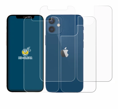 Image de l'appareil Apple iPhone 12 mini (Avant+Arrière) avec une grande variété de protections d'écran.