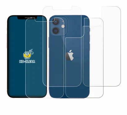 Image de l'appareil Apple iPhone 12 (Avant+Arrière) avec une grande variété de protections d'écran.