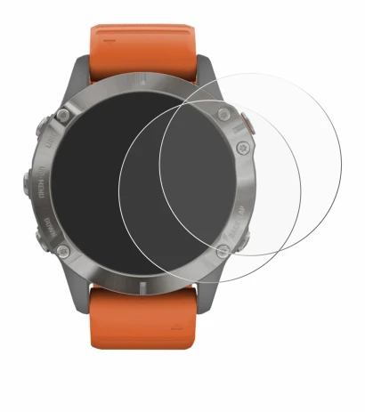 Image de l'appareil Garmin Fenix 6 Pro Solar avec une grande variété de protections d'écran.