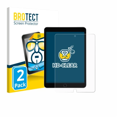 Face avant d’un emballage produit avec le logo de la marque BROTECT. À côté, l’appareil Apple iPad 10.2" 2020 (8ème Gen.) est 