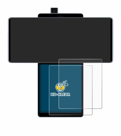 Image de l'appareil LG Wing (Affichage arrière) avec une grande variété de protections d'écran.