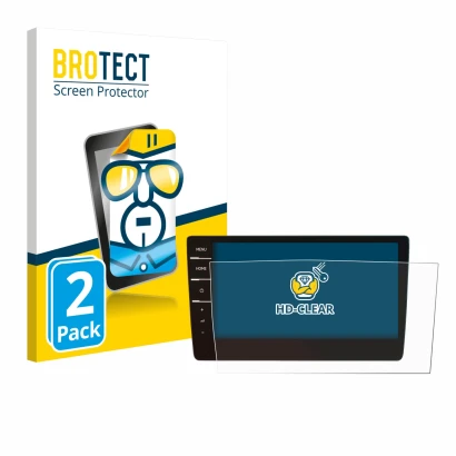 Face avant d’un emballage produit avec le logo de la marque BROTECT. À côté, l’appareil Volkswagen T6.1 California 2021 Discov