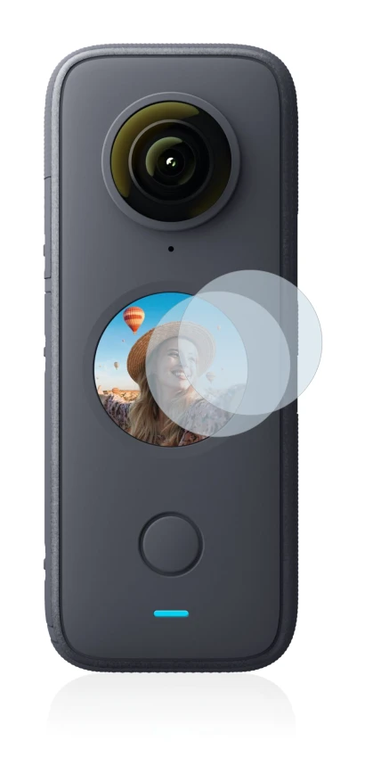 Image de l'appareil Insta360 One X2 avec une grande variété de protections d'écran.