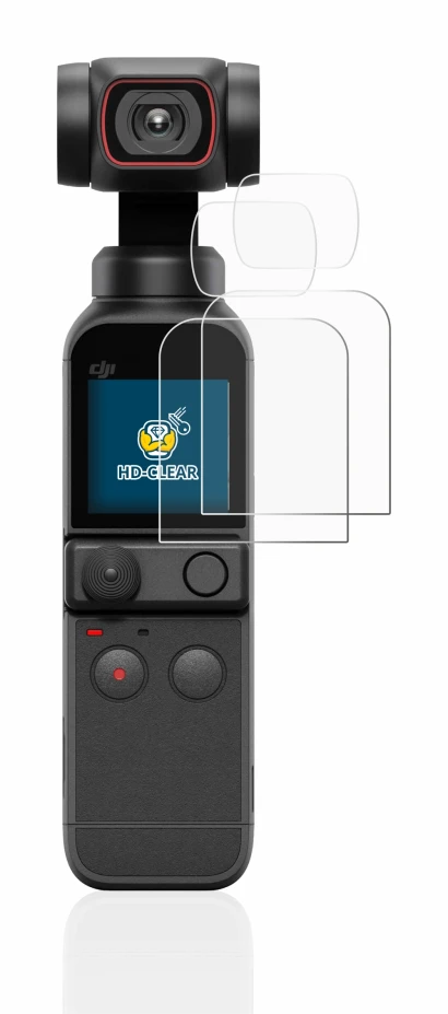 Image de l'appareil DJI Osmo Pocket 2 (Affichage + Lentille) avec une grande variété de protections d'écran.