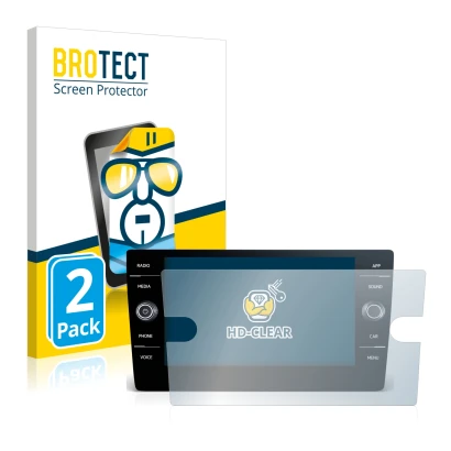 Face avant d’un emballage produit avec le logo de la marque BROTECT. À côté, l’appareil Volkswagen Tiguan R-Line TDI 2020 Disc