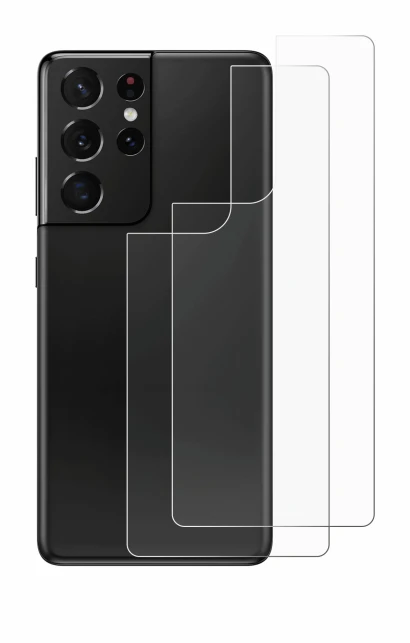 Image de l'appareil Samsung Galaxy S21 Ultra 5G (Arrière) avec une grande variété de protections d'écran.