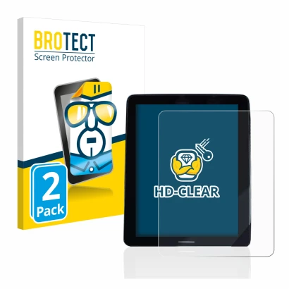 Face avant d’un emballage produit avec le logo de la marque BROTECT. À côté, l’appareil Volvo Polestar 2 2020 Infotainment Sys