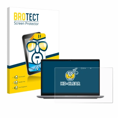 Face avant d’un emballage produit avec le logo de la marque BROTECT. À côté, l’appareil Dell Latitude 7420 2-in-1 Touch est re