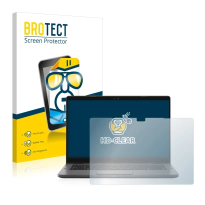 Face avant d’un emballage produit avec le logo de la marque BROTECT. À côté, l’appareil Dell Latitude 5310 2-in-1 est représen