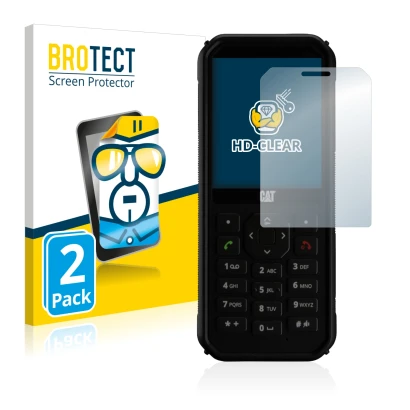 Face avant d’un emballage produit avec le logo de la marque BROTECT. À côté, l’appareil Caterpillar Cat B40 est représenté ave