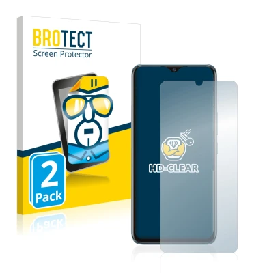 Face avant d’un emballage produit avec le logo de la marque BROTECT. À côté, l’appareil Vivo Y70 est représenté avec la protec