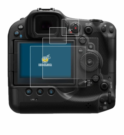 Image de l'appareil Canon EOS R3 avec une grande variété de protections d'écran.