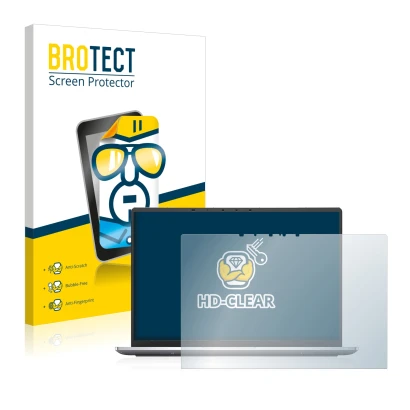 Face avant d’un emballage produit avec le logo de la marque BROTECT. À côté, l’appareil Dell Latitude 9420 2-in-1 2021 est rep