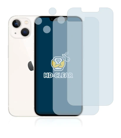 Image de l'appareil Apple iPhone 13 (Avant+Caméra) avec une grande variété de protections d'écran.