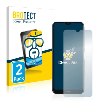 Face avant d’un emballage produit avec le logo de la marque BROTECT. À côté, l’appareil Nokia G50 est représenté avec la prote