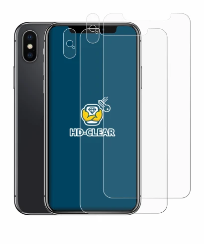 Image de l'appareil Apple iPhone X (Avant+Caméra) avec une grande variété de protections d'écran.