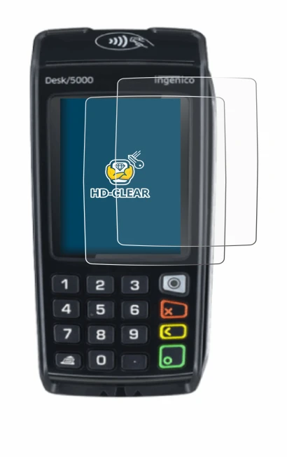 Image de l'appareil ingenico Desk/5000 avec une grande variété de protections d'écran.