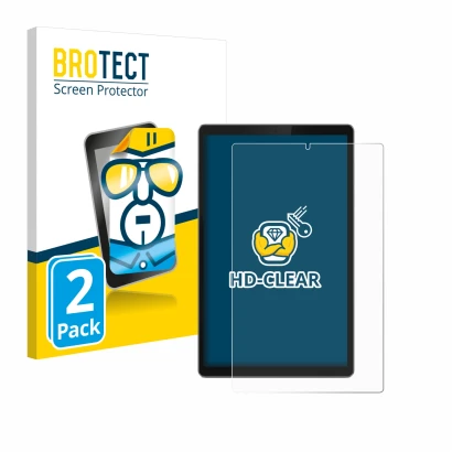 Face avant d’un emballage produit avec le logo de la marque BROTECT. À côté, l’appareil Lenovo Tab TB-X306F est représenté ave