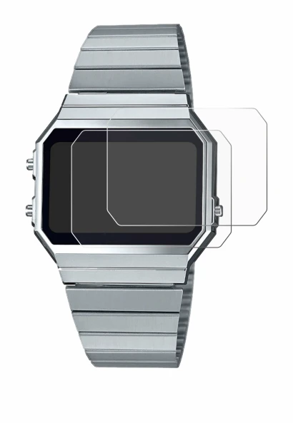 Image de l'appareil Casio A700WE avec une grande variété de protections d'écran.