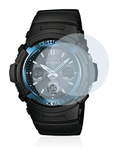Image de l'appareil Casio AWG M100 avec une grande variété de protections d'écran.