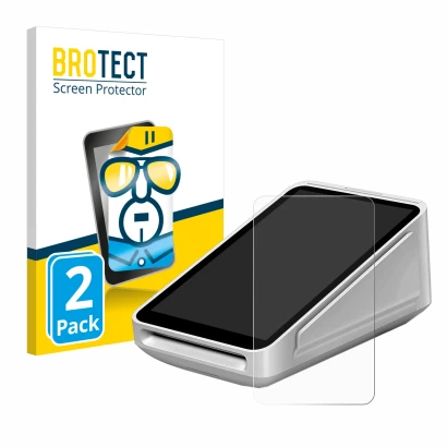 Face avant d’un emballage produit avec le logo de la marque BROTECT. À côté, l’appareil Square Terminal est représenté avec la