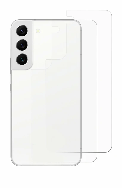 Image de l'appareil Samsung Galaxy S22 5G (Arrière) avec une grande variété de protections d'écran.