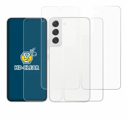 Image de l'appareil Samsung Galaxy S22 5G (Avant+Arrière) avec une grande variété de protections d'écran.