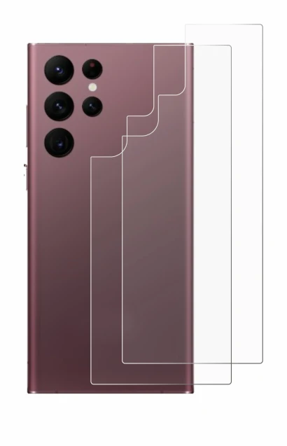 Image de l'appareil Samsung Galaxy S22 Ultra 5G (Arrière) avec une grande variété de protections d'écran.