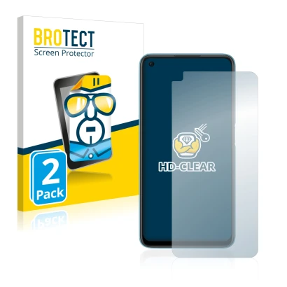 Face avant d’un emballage produit avec le logo de la marque BROTECT. À côté, l’appareil Oppo A76 est représenté avec la protec
