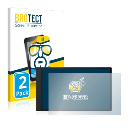 Face avant d’un emballage produit avec le logo de la marque BROTECT. À côté, l’appareil Garmin Camper 795 est représenté avec