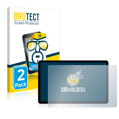 Face avant d’un emballage produit avec le logo de la marque BROTECT. À côté, l’appareil Xiaomi Redmi Pad (en paysage) est repr