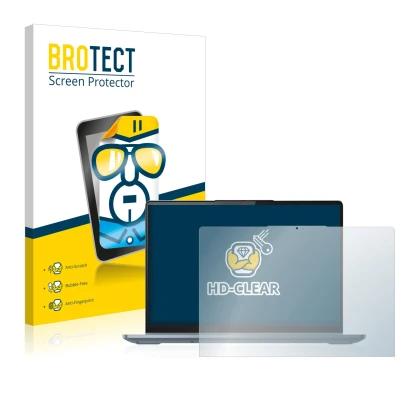 Face avant d’un emballage produit avec le logo de la marque BROTECT. À côté, l’appareil Lenovo IdeaPad Flex 5 14" Gen 7 2022 e