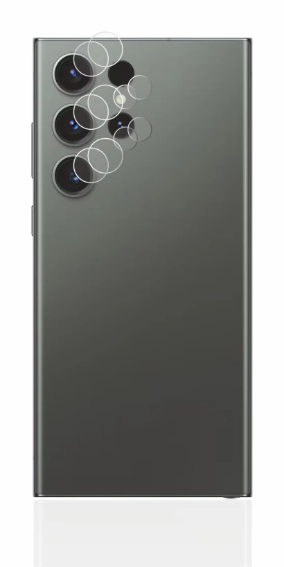 Image de l'appareil Samsung Galaxy S23 Ultra (Caméra UNIQUEMENT) avec une grande variété de protections d'écran.