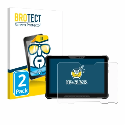 Face avant d’un emballage produit avec le logo de la marque BROTECT. À côté, l’appareil Dell Latitude 7230 Rugged Extreme est 