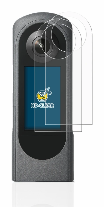 Image de l'appareil Ricoh Theta X avec une grande variété de protections d'écran.