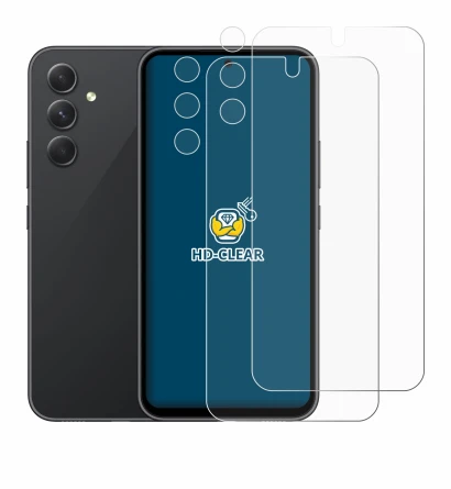 Image de l'appareil Samsung Galaxy A54 5G (Avant+Caméra) avec une grande variété de protections d'écran.