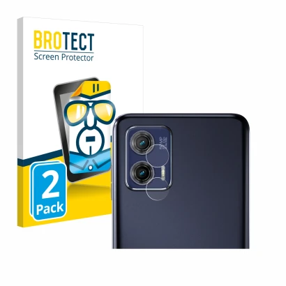 Face avant d’un emballage produit avec le logo de la marque BROTECT. À côté, l’appareil Motorola Moto G73 5G (Caméra UNIQUEMEN