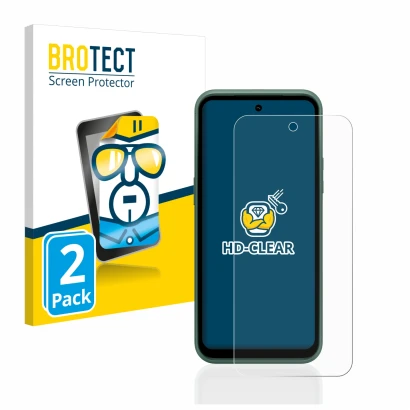 Face avant d’un emballage produit avec le logo de la marque BROTECT. À côté, l’appareil Nokia XR21 est représenté avec la prot