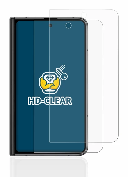 Image de l'appareil Google Pixel Fold (Affichage externe) avec une grande variété de protections d'écran.