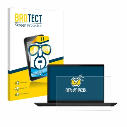 Face avant d’un emballage produit avec le logo de la marque BROTECT. À côté, l’appareil Lenovo ThinkPad T14 Gen 4 est représen