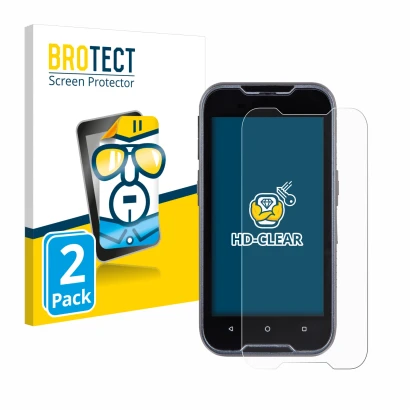Face avant d’un emballage produit avec le logo de la marque BROTECT. À côté, l’appareil Datalogic Memor 11 est représenté avec