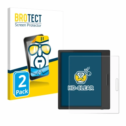 Face avant d’un emballage produit avec le logo de la marque BROTECT. À côté, l’appareil Boox Page est représenté avec la prote