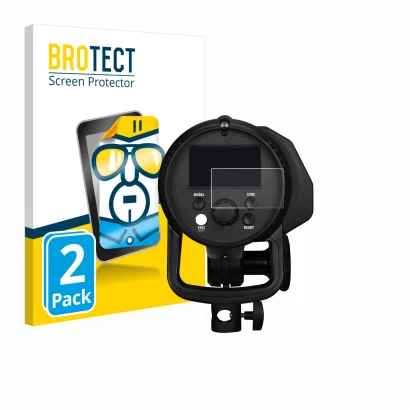 Face avant d’un emballage produit avec le logo de la marque BROTECT. À côté, l’appareil Profoto B1X est représenté avec la pro